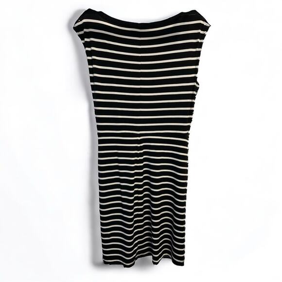 Ann Taylor Loft Sleeveless Faux Wrap Black and White Dress with Side Accent - Picture 3 of 7
